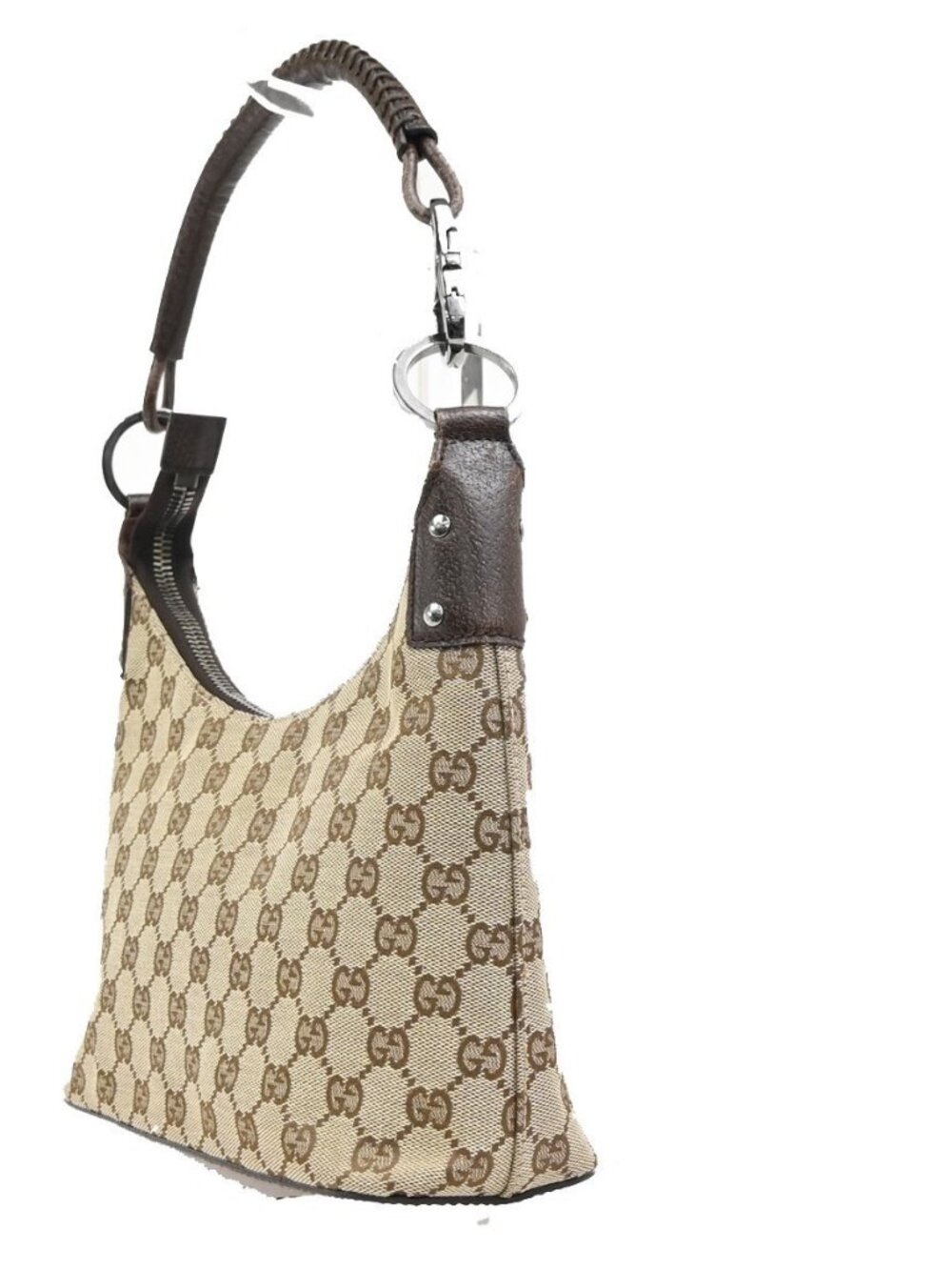 GUCCI Logo GG Pattern Shoulder Hand Bag Canvas Leather Beige Brown Italy 76MA490 - Picture 2 of 16